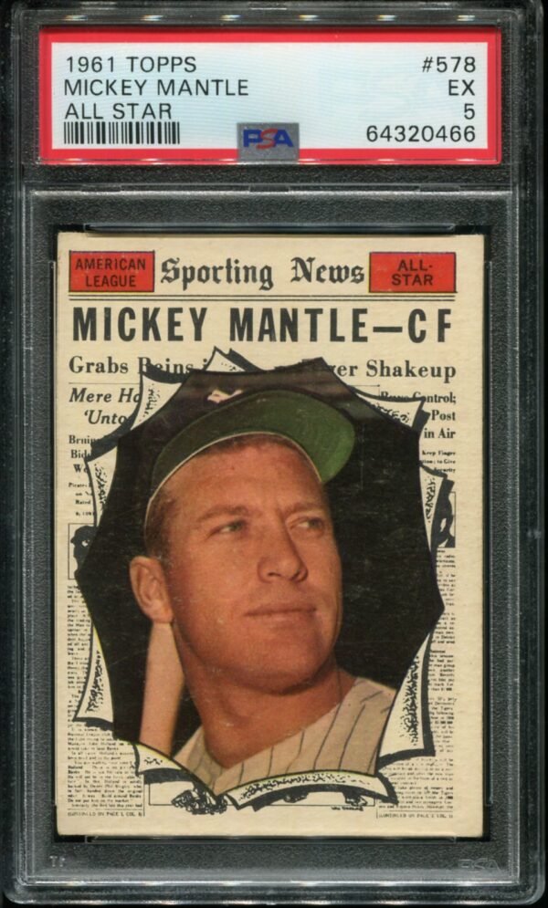 1961 Topps #578 Mickey Mantle All Star PSA 5 HOF 0466