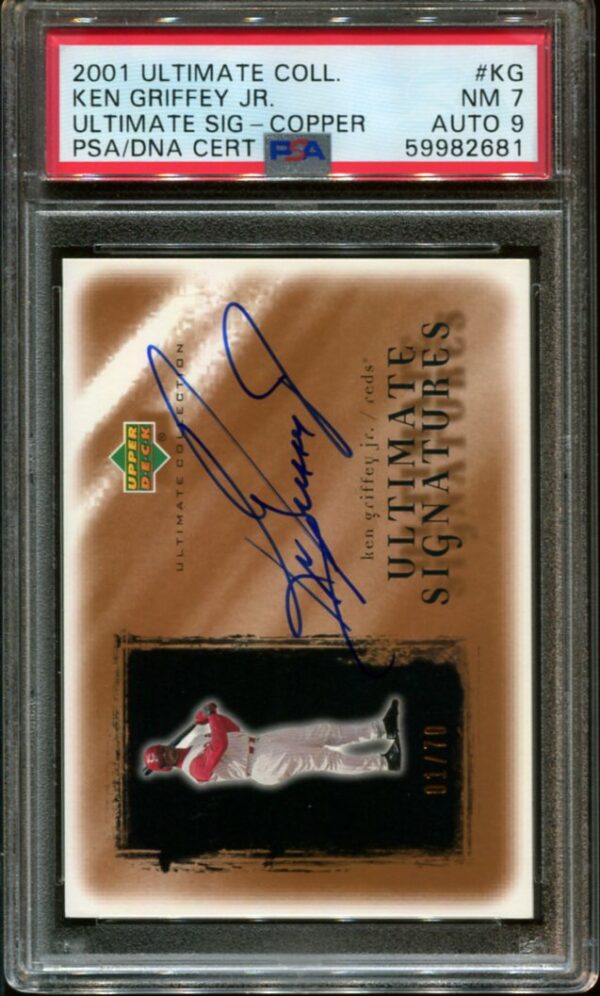 2001 Ultimate Collection #1/70 Ken Griffey, Jr. Ultimate Signatures Copper PSA 7 with PSA 9 Auto (59982681)