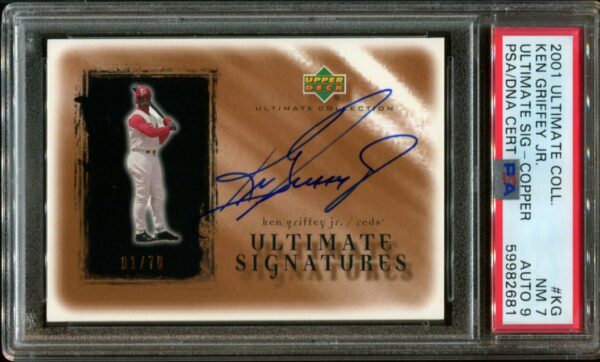 2001 Ultimate Collection #1/70 Ken Griffey, Jr. Ultimate Signatures Copper PSA 7 with PSA 9 Auto (59982681) - Image 3