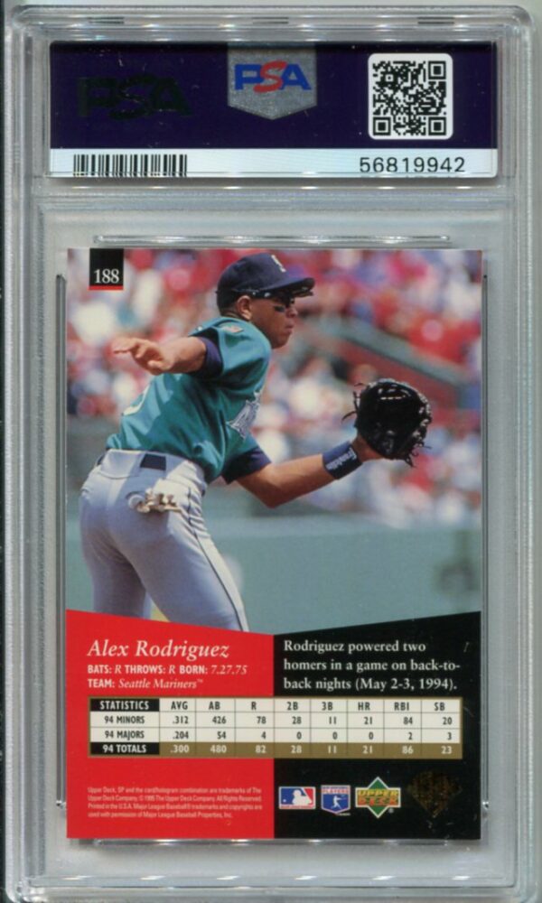 1995 Upper Deck SP #188 Alex Rodriguez PSA 9 (56819942) - Image 2