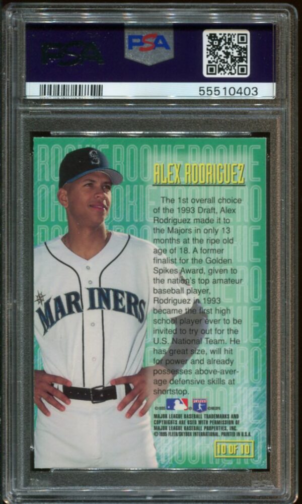 1995 Emotion Rookies #10 Alex Rodriguez PSA 9 (55510403) - Image 2