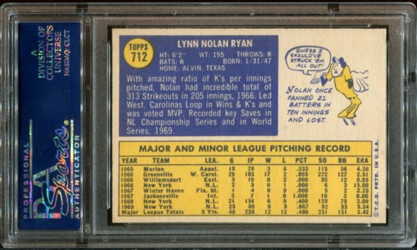 1970 Topps #712 Nolan Ryan PSA 6 HOF (22026858) - Image 3