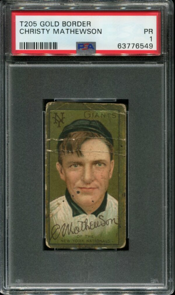 1911 T205 Gold Border Christy Mathewson Polar Bear Back PSA 1 HOF (63776549)