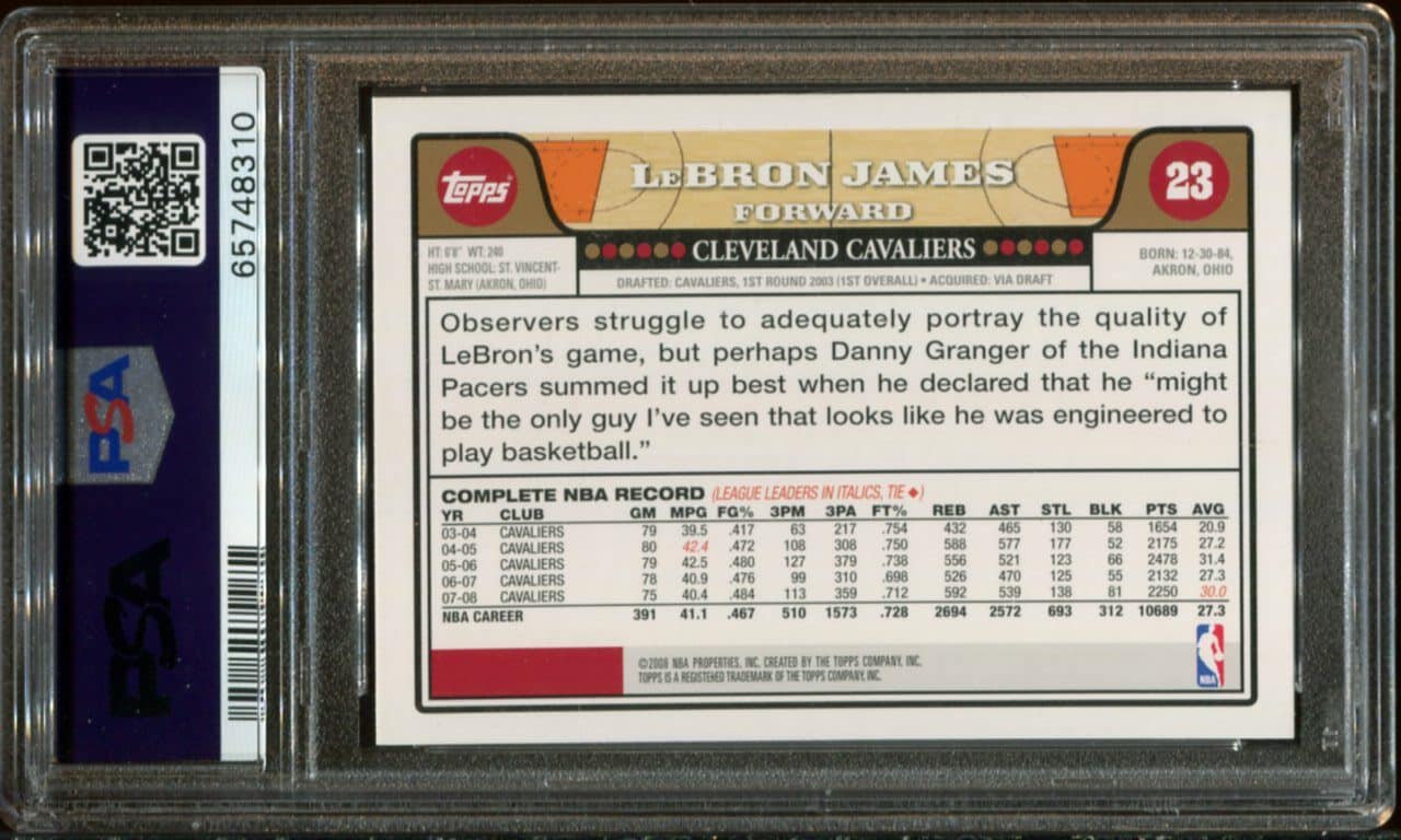 2008 Topps #23 LeBron James PSA 9 (65748310) - All Star 2008 Topps #23 LeBron James PSA 9 (65748310) - All Star