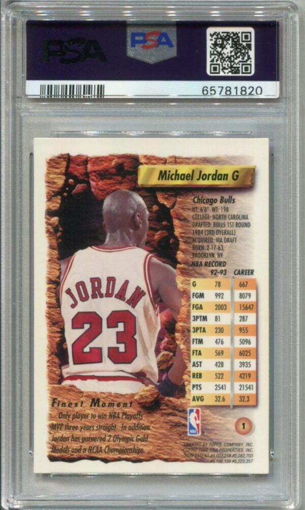 1993 Topps Finest #1 Michael Jordan PSA 8 HOF (65781820) - Image 2
