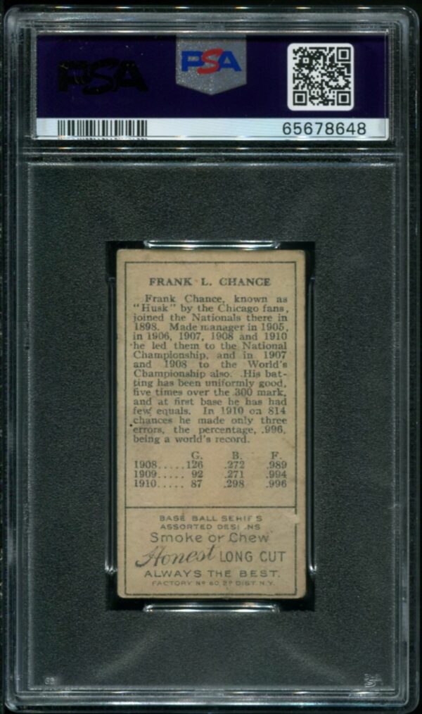 1911 T205 Gold Border Frank Chance PSA 2 HOF (65678648) - Image 2