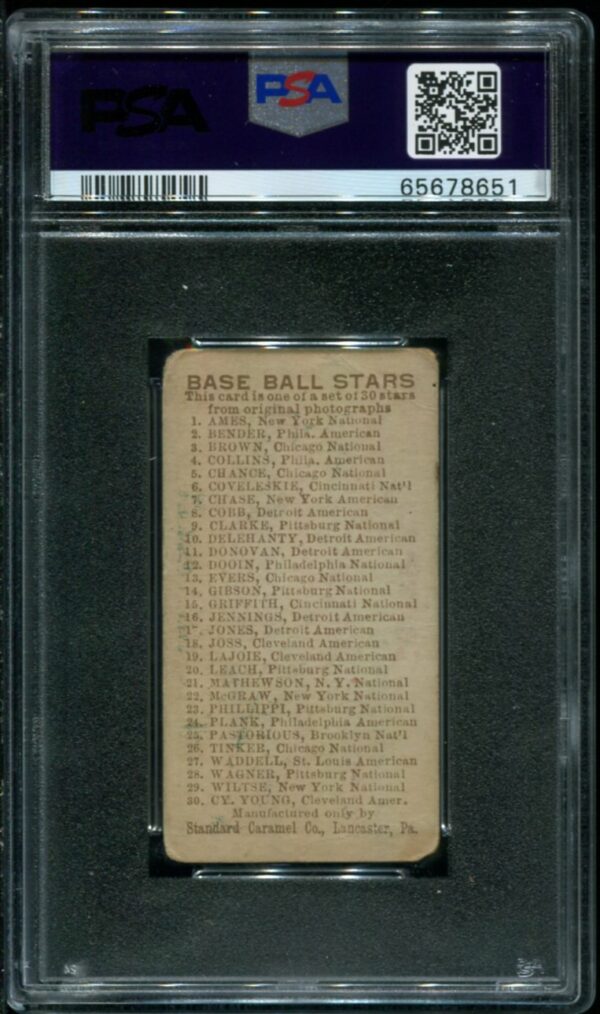 1910 E93 Standard Caramel Rube Waddell PSA 1.5 HOF (65678651) - Image 2