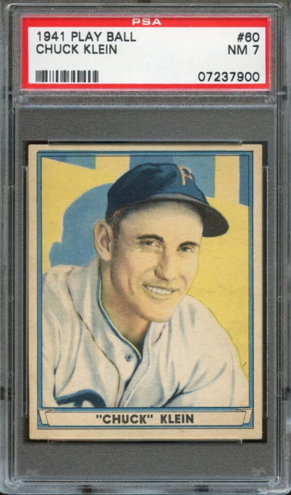 1941 Play Ball #60 Chuck Klein HOF  PSA 7  07237900