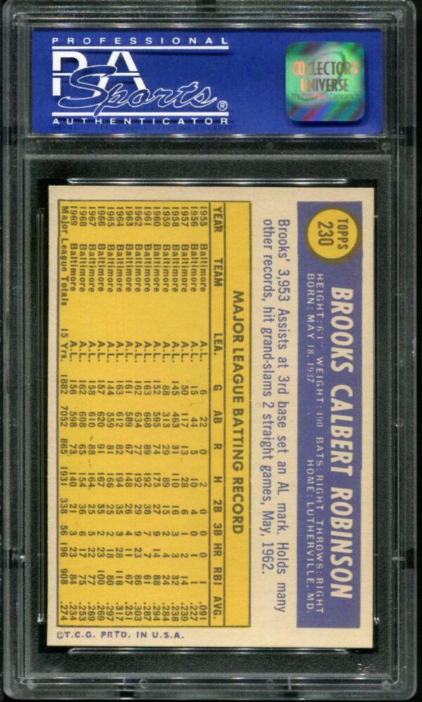 1970 Topps #230 Brooks Robinson PSA 8 HOF (01739828) - Image 2