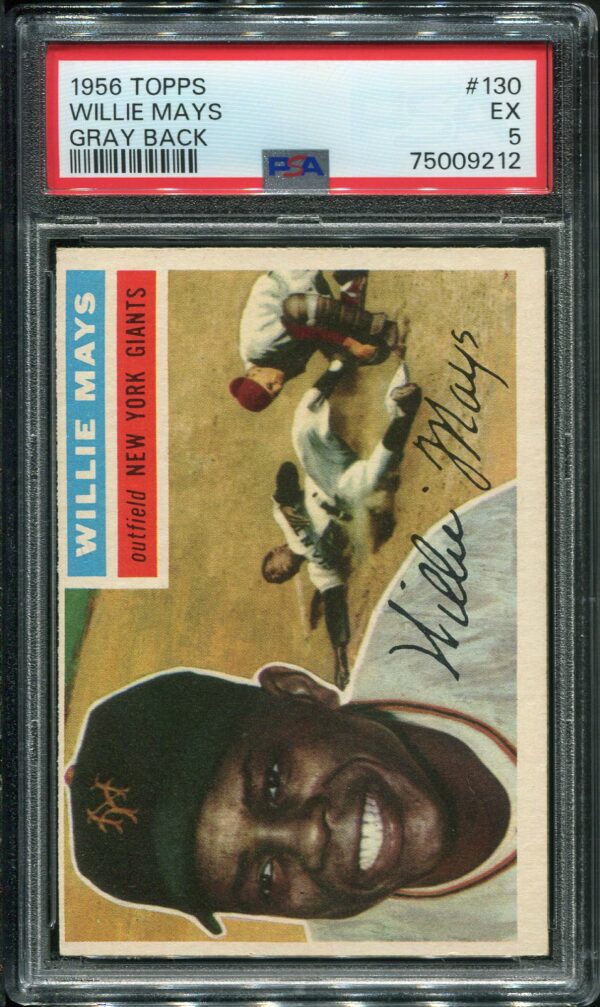 1956 Topps #130 Willie Mays Gray Back PSA 5 HOF (75009212)