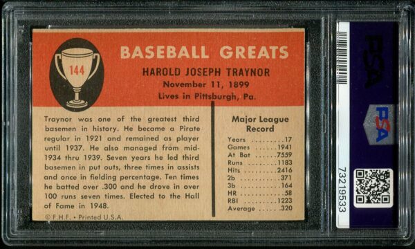 1961 Fleer #144 Pie Traynor PSA 6 Baseball Card