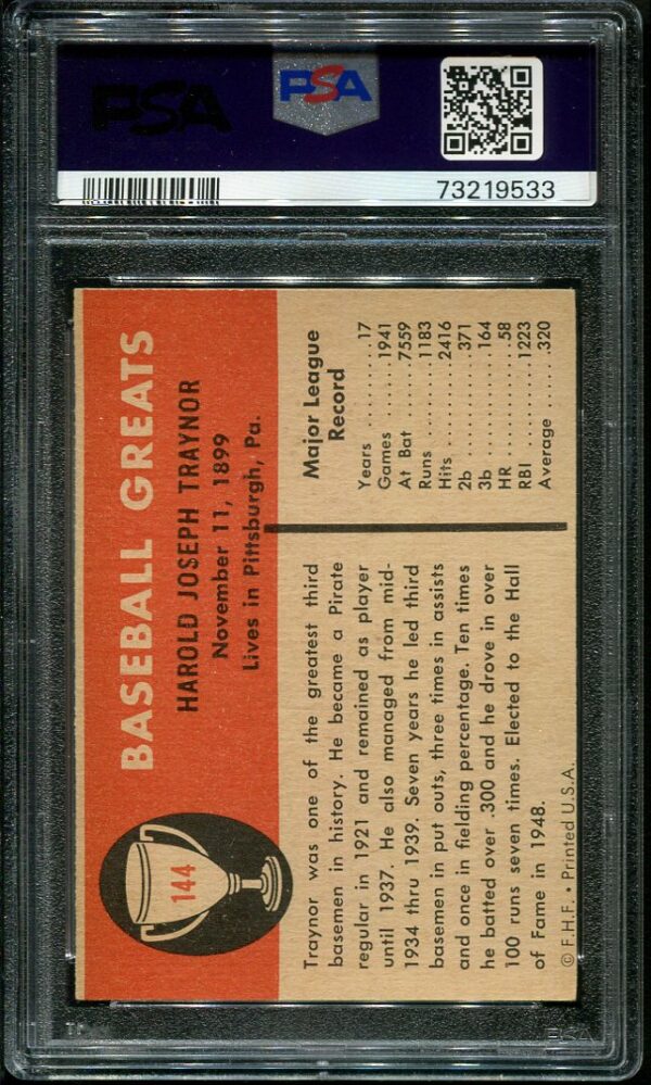 1961 Fleer #144 Pie Traynor PSA 6 Baseball Card