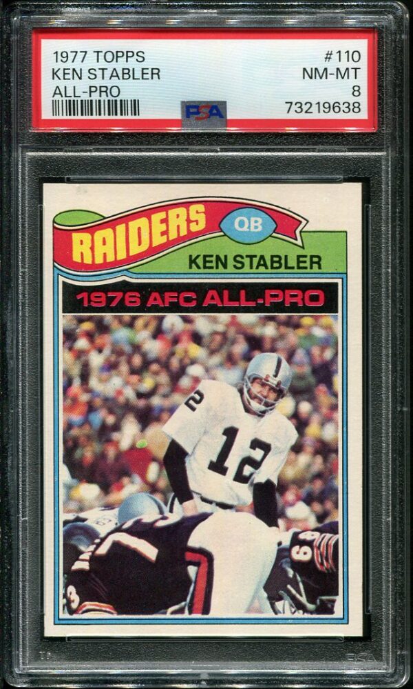 Authentic 1977 Topps #110 Ken Stabler All-Pro PSA 8 Football Card