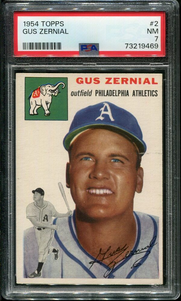 Authentic 1954 Topps #2 Gus Zernial PSA 7 Baseball Card