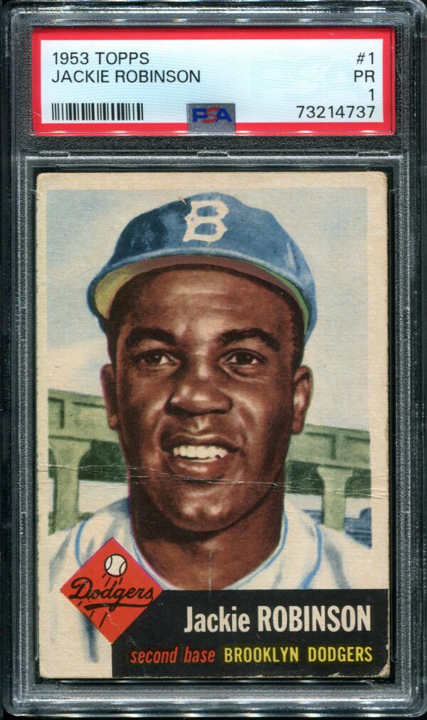 1953 Topps #1 Jackie Robinson PSA 1 Baseball Card Front