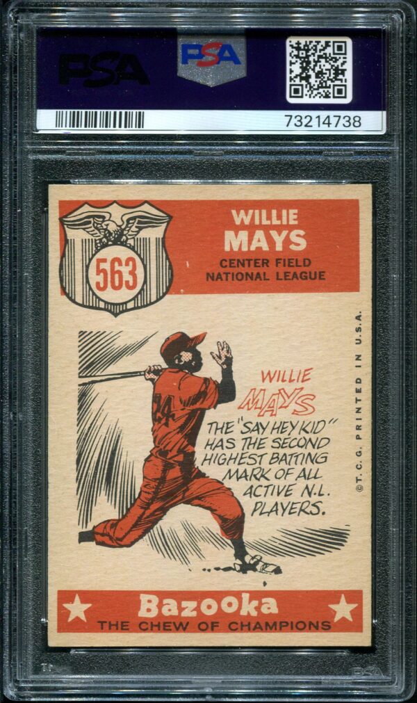 1959 Topps #563 Willie Mays All Star PSA 4.5 Baseball Card Back