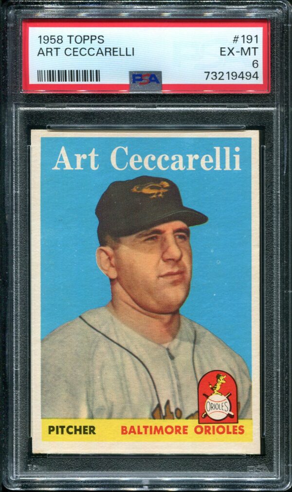 1958 Topps #191 Art Ceccarelli PSA 6 Baseball Card