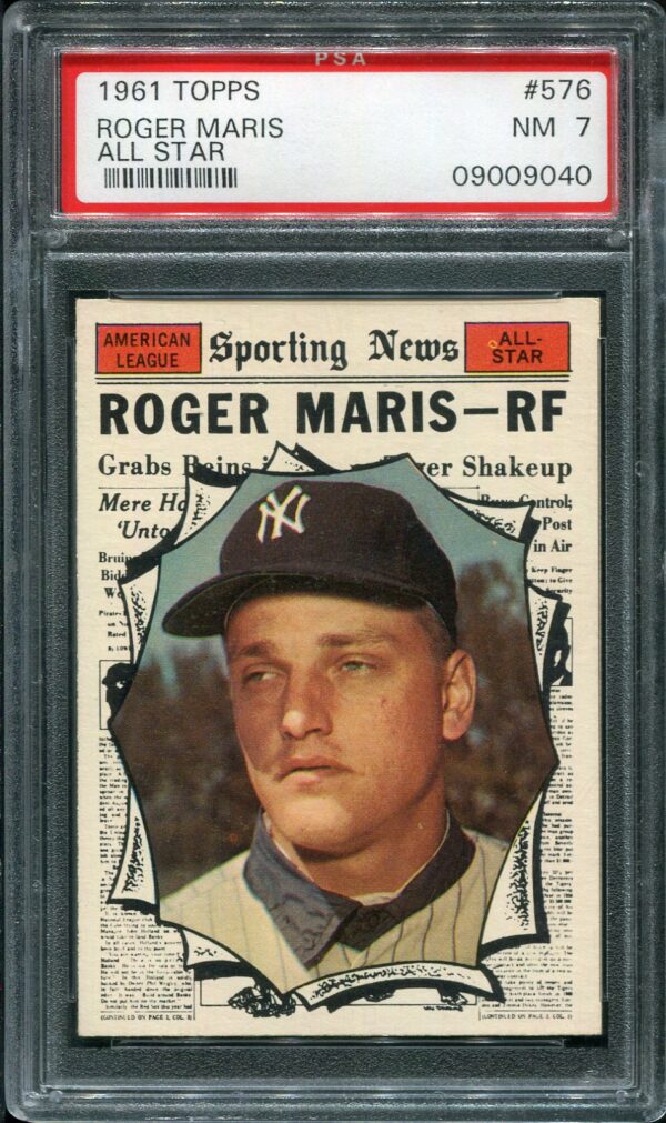 1961 Topps #576 Roger Maris All Star PSA 7 Baseball Card Front