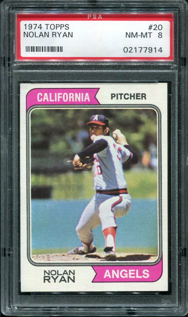 1974 Topps #20 Nolan Ryan PSA 8 Baseball Card Front