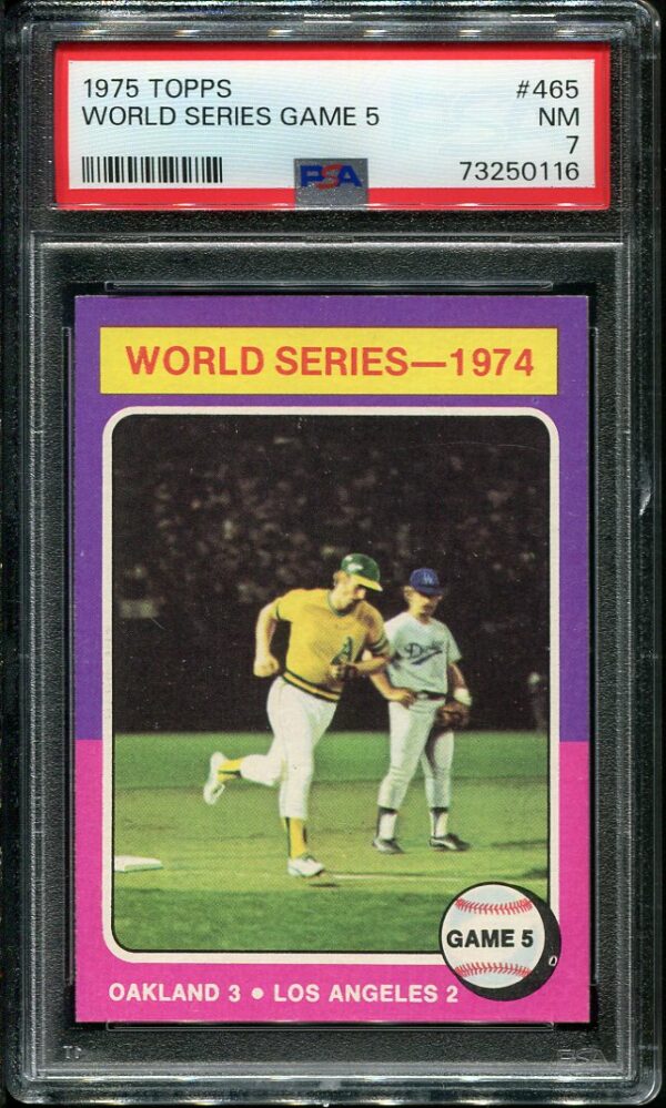 Authentic 1975 Topps #465 World Series Game 5 PSA 7 Baseball Card