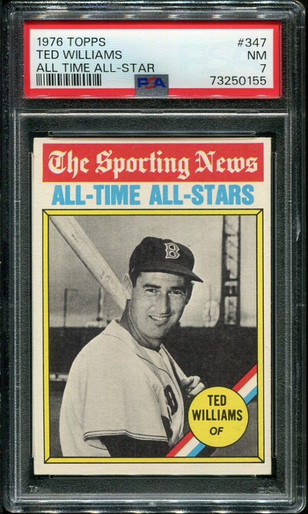 Authentic 1976 Topps #347 Ted Williams All Time All-Star PSA 7 Baseball Card