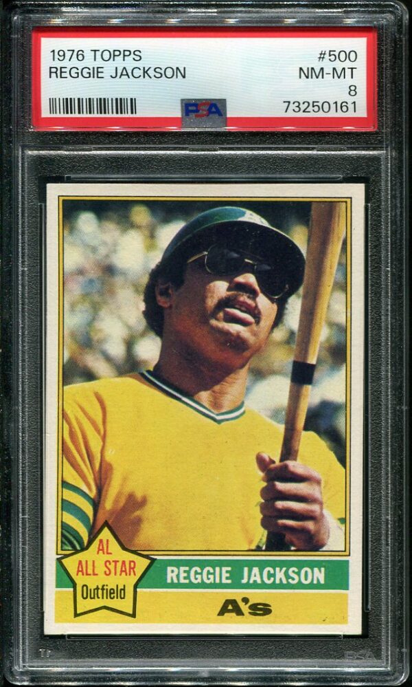 Authentic 1976 Topps #500 Reggie Jackson PSA 8 Baseball Card