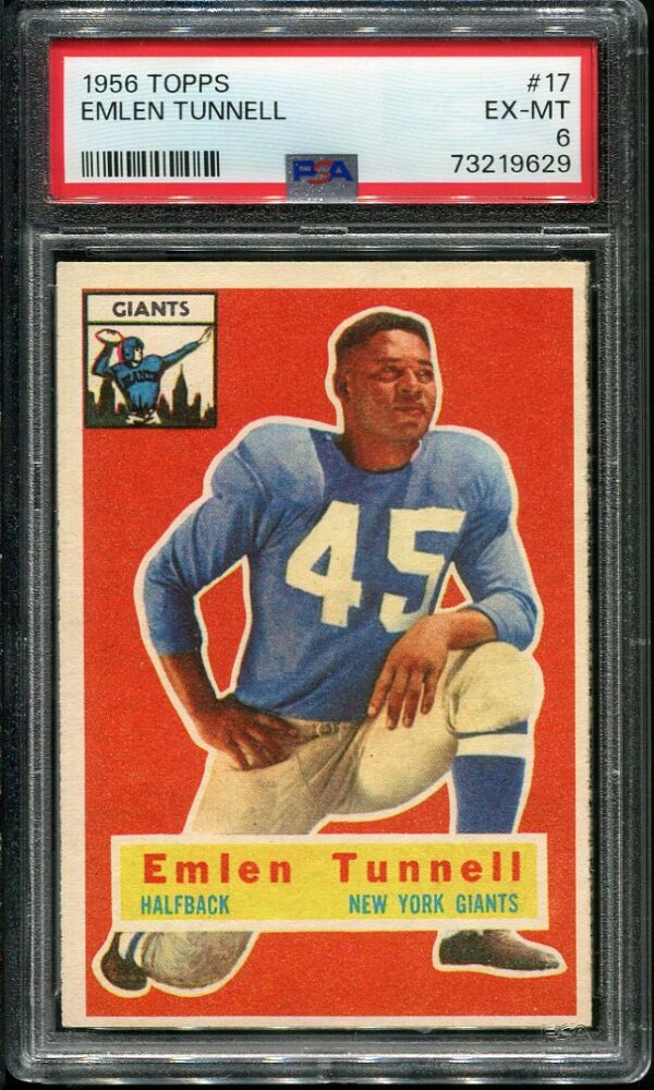 Authentic 1956 Topps #17 Emlen Tunnell PSA 6 Football Card