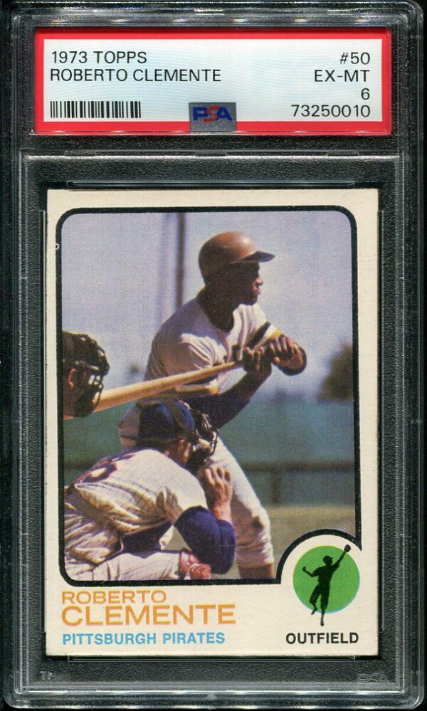 Authentic 1973 Topps #50 Roberto Clemente PSA 6 Baseball Card