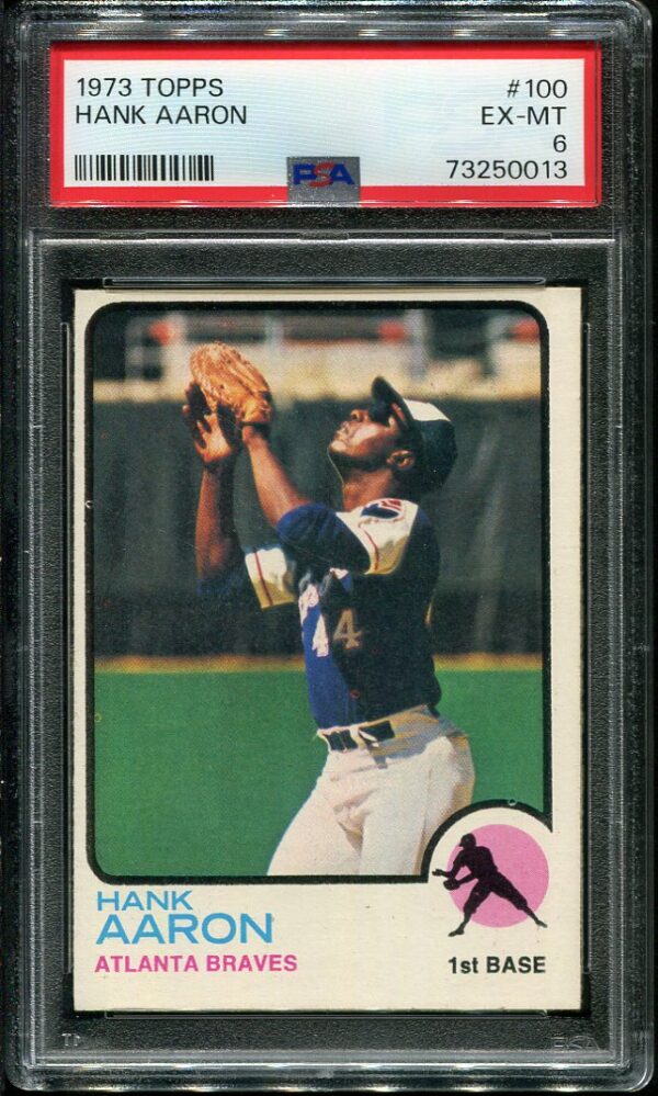 Authentic 1973 Topps #100 Hank Aaron PSA 6 Baseball Card