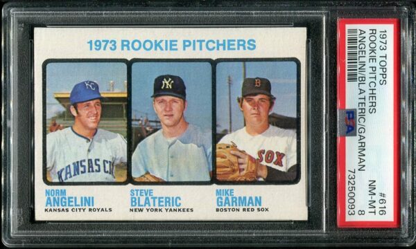 Authentic 1973 Topps #616 Rookie Pitchers PSA 8 Baseball Card