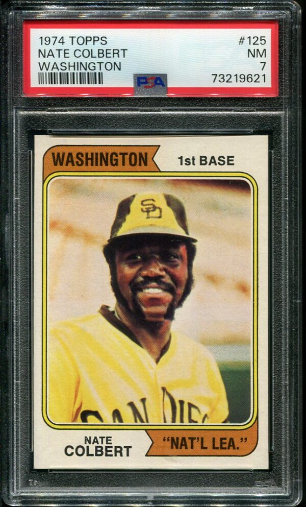 Authentic 1974 Topps Washington #125 Nate Colbert PSA 7 Baseball Card