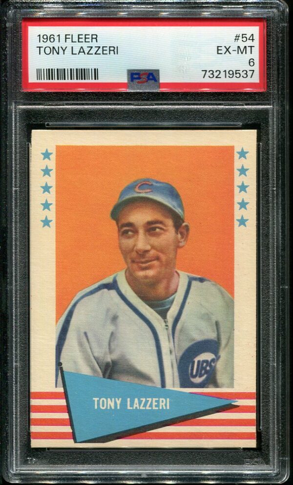 Authentic 1961 Fleer #54 Tony Lazzeri PSA 6 Baseball Card