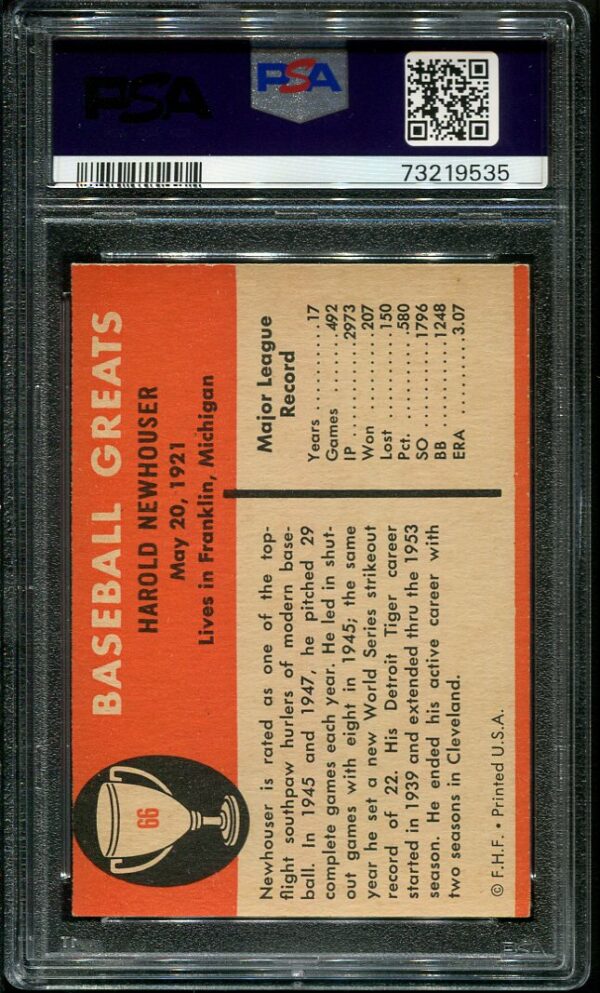 Authentic 1961 Fleer #66 Hal Newhouser PSA 5 Baseball Card