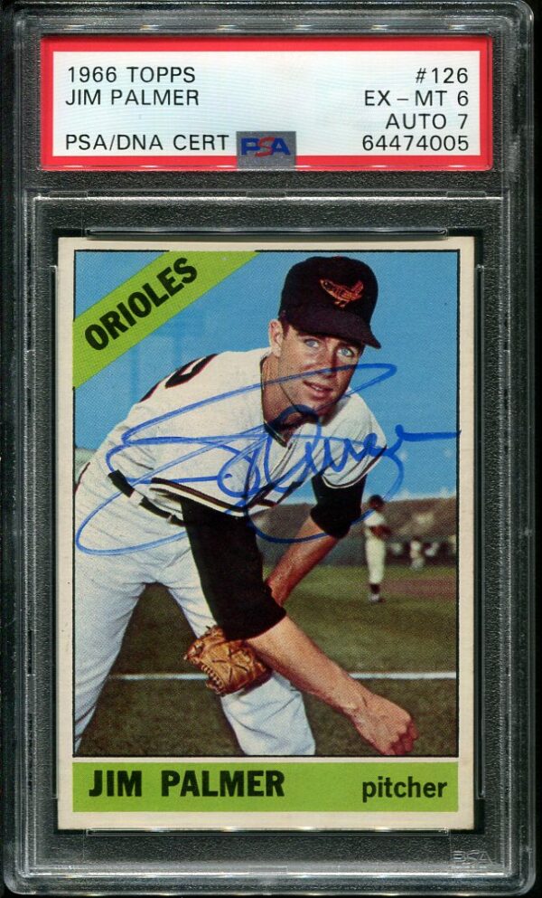 Authentic 1966 Topps #126 Jim Palmer Autographed Rookie Baseball Card