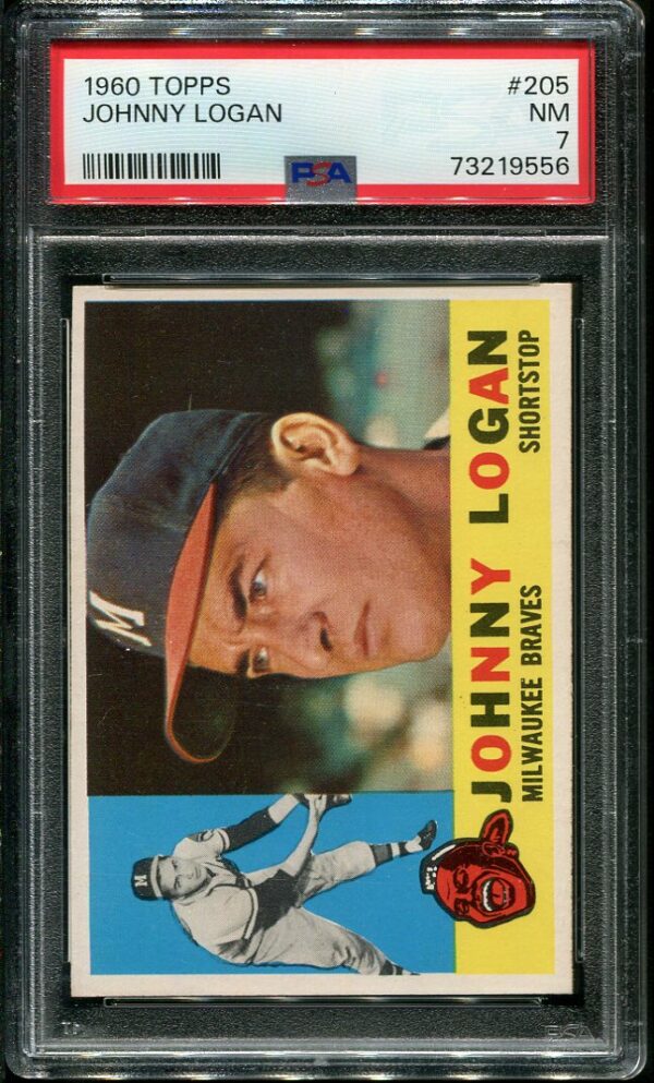 Authentic 1960 Topps #205 Johnny Logan PSA 7 Baseball Card