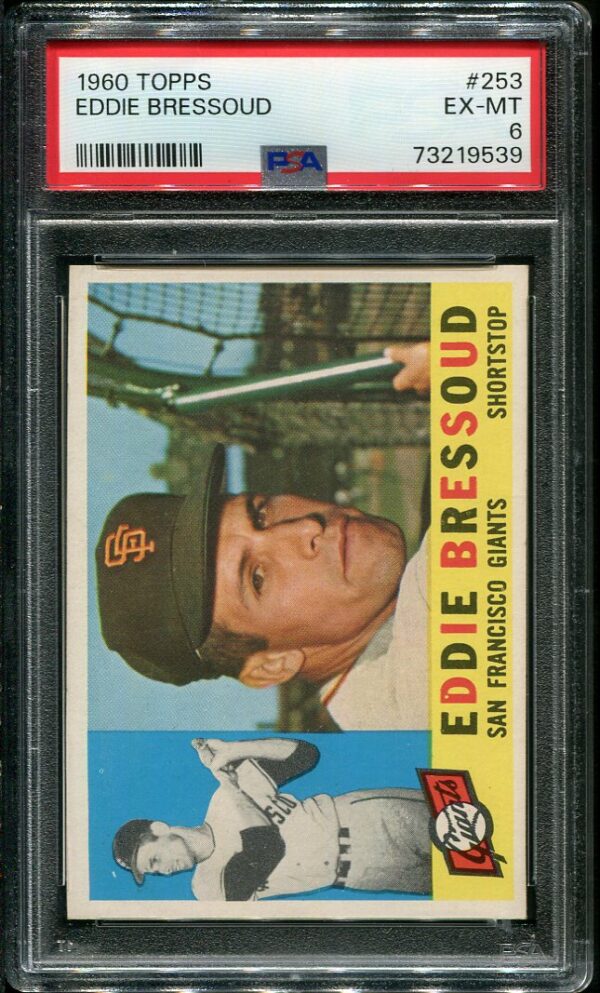 Authentic 1960 Topps #253 Eddie Bressoud PSA 6 Baseball Card