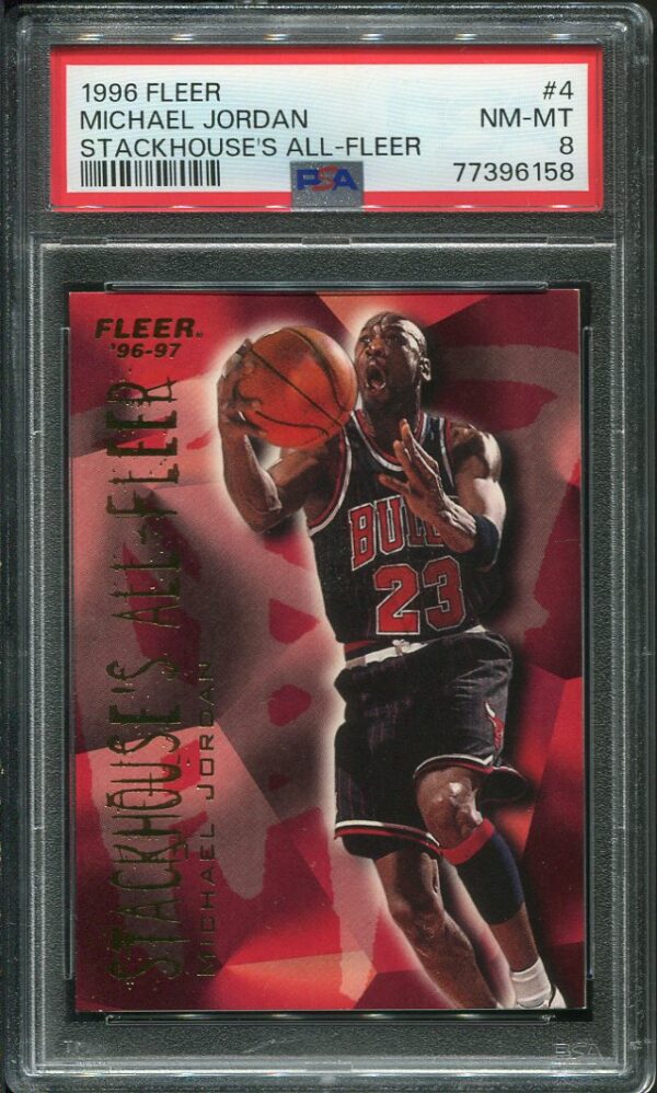 Authentic 1996 Fleer Stackhouse's All-Fleer #4 Michael Jordan PSA 8 Basketball Card