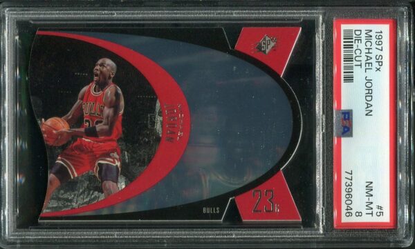 Authentic 1997 SPx #5 Michael Jordan PSA 8 Die-Cut Basketball Card
