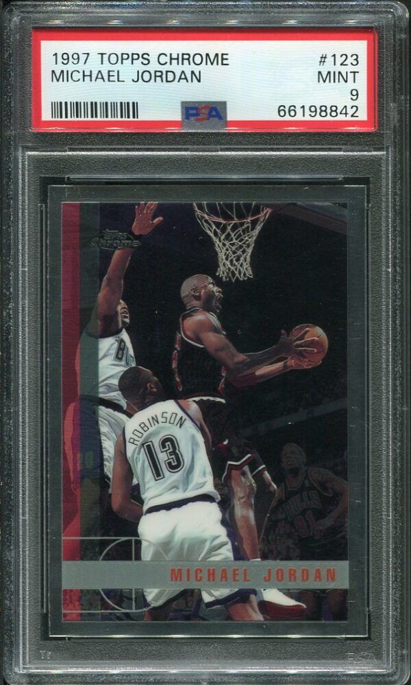 Authentic 1997 Topps Chrome #123 Michael Jordan PSA 9 Basketball Card