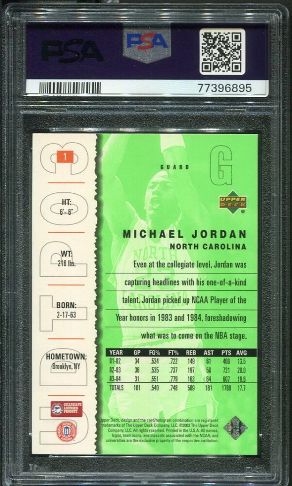 Authentic 2003 Upper Deck Top Prospects #1 Michael Jordan PSA 10 Basketball Card