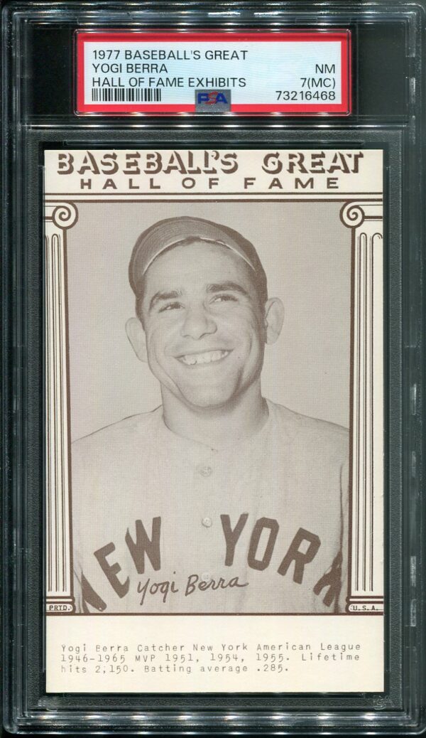 1977 Baseball's Great Hall of Fame Exhibits Yogi Berra PSA 7(MC)