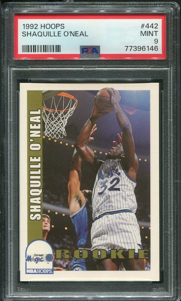 Authentic 1992 Hoops #442 Shaquille O'Neal PSA 9 Rookie Basketball Card