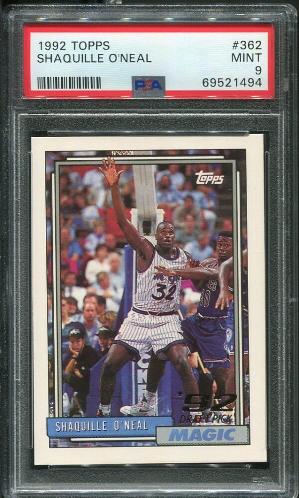 Authentic 1992 Topps #362 Shaquille O'Neal PSA 9 Rookie Basketball Card
