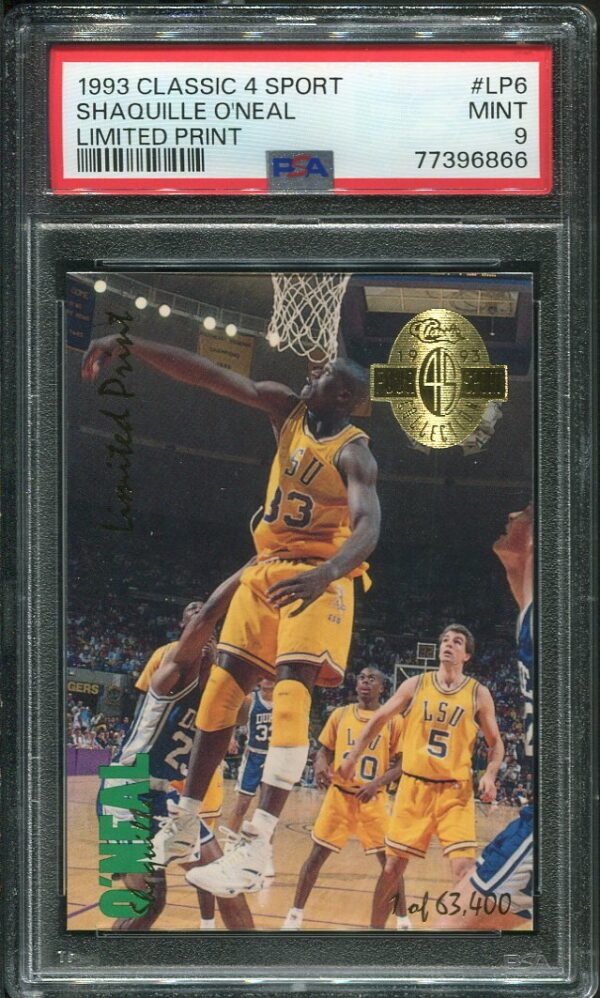 Authentic 1993 Classic 4 Sport #LP6 Shaquille O'Neal PSA 9 Limited Print Basketball Card