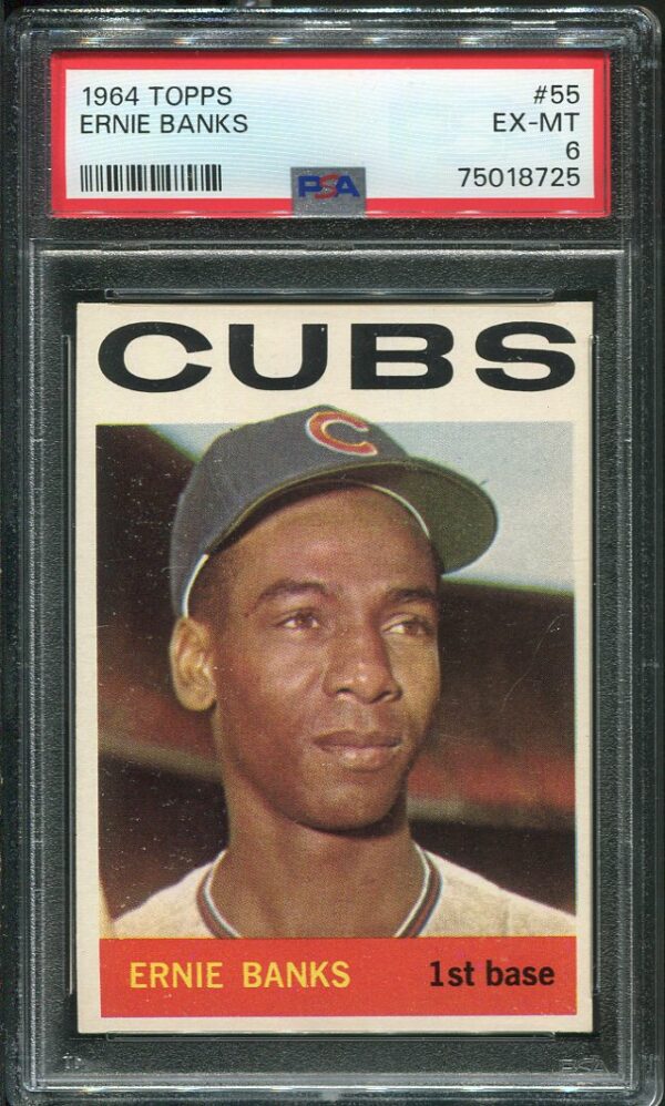 Authentic 1964 Topps #55 Ernie Banks PSA 6 Baseball Card