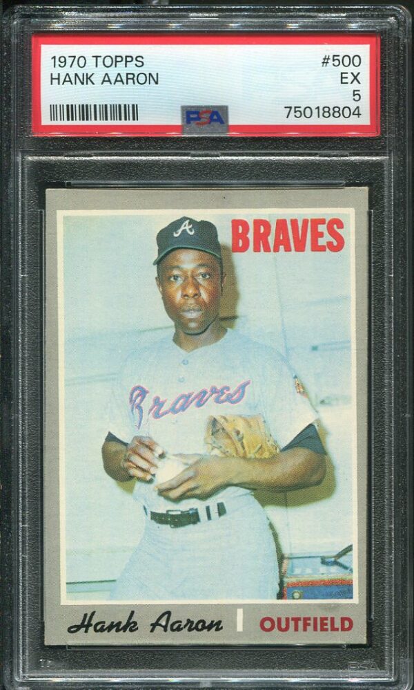 Authentic 1970 Topps #500 Hank Aaron PSA 5 Baseball Card