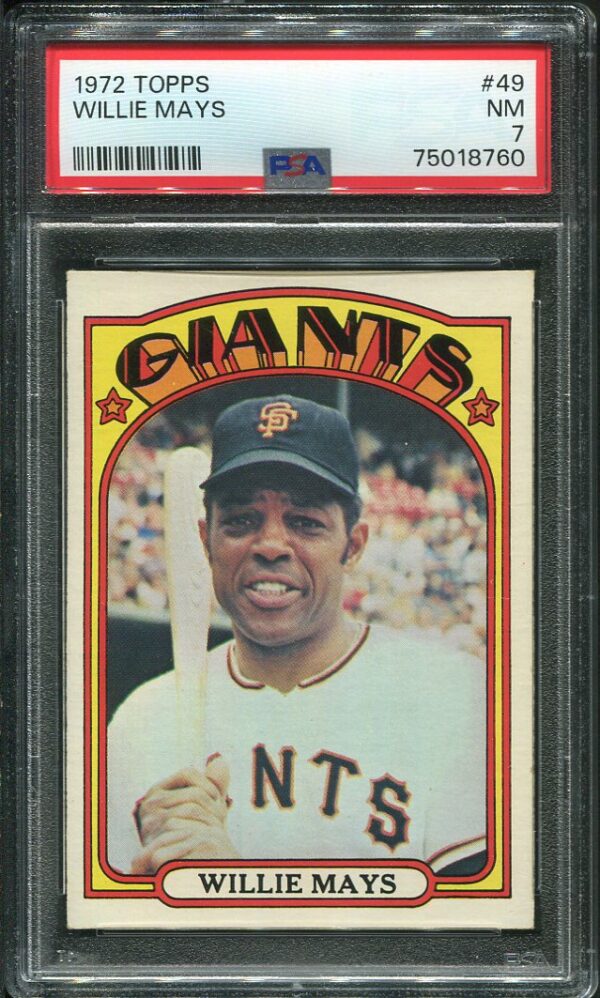 Authentic 1972 Topps #49 Willie Mays PSA 7 Baseball Card