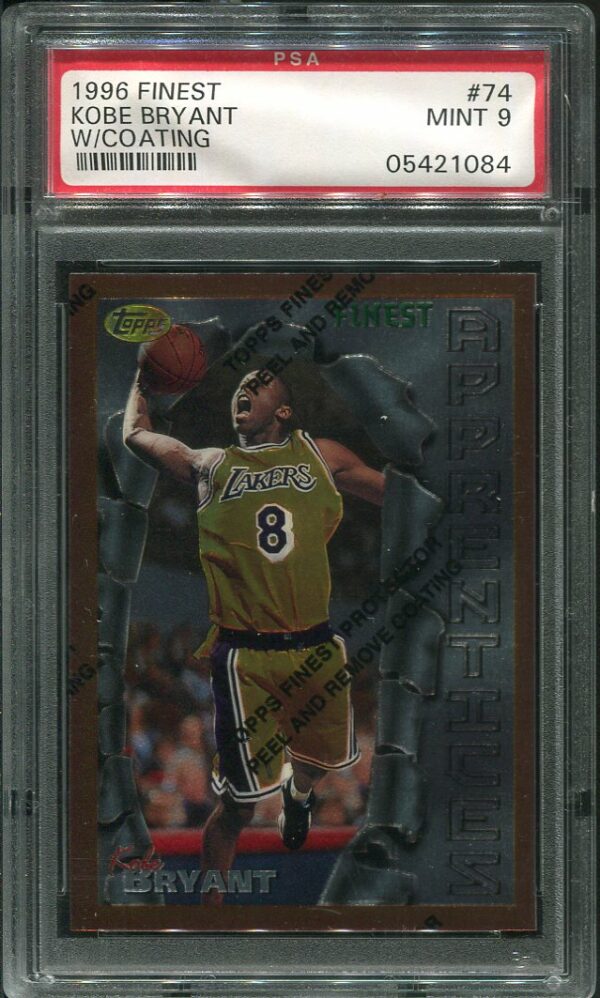 Authentic 1996 Finest #74 Kobe Bryant With Coating PSA 9 Basketball Card