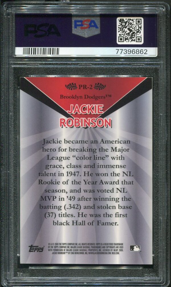 2009 Topps Legends Chrome #PR-2 Jackie Robinson Wal Mart Cereal Platinum Refractor PSA 9