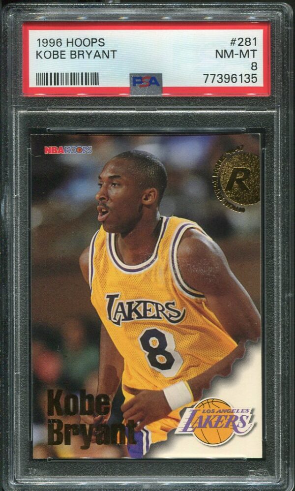 Authentic 1996 Hoops #281 Kobe Bryant PSA 8 Rookie Basketball Card